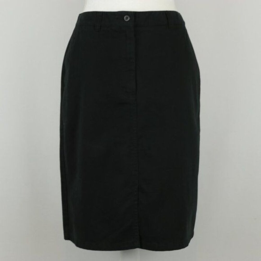 Eddie Bauer Signature Twill Women's Size 8 Black Cotton Knee Length Pencil Skirt